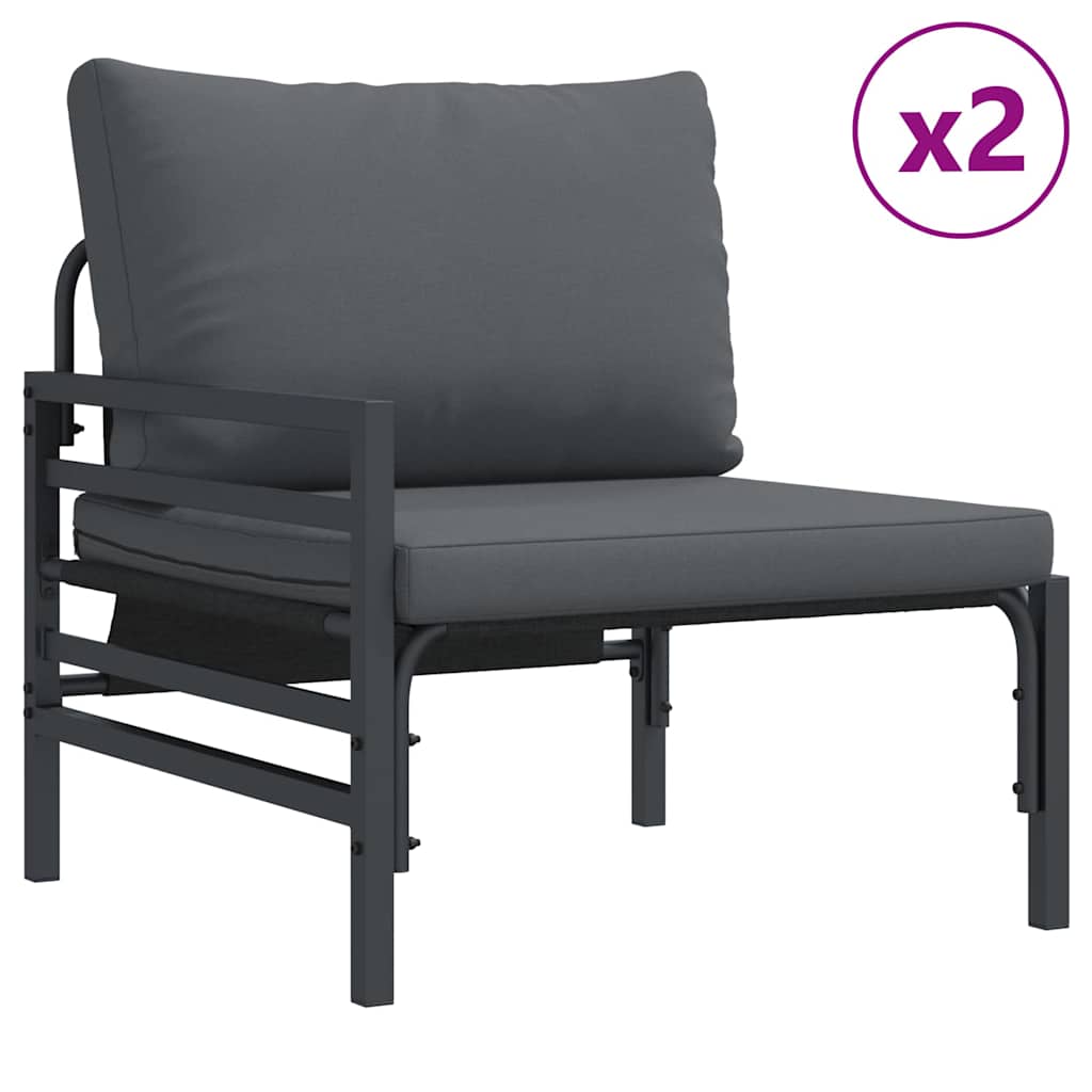 Gartensofa-set mit Kissen 4 pcs Schwarz Stahl