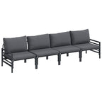 Gartensofa-set mit Kissen 4 pcs Schwarz Stahl