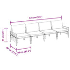 Gartensofa-set mit Kissen 4 pcs Schwarz Stahl