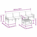 Gartensofa-set mit Kissen 5 pcs Schwarz Stahl