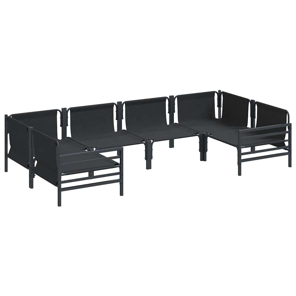 Gartensofa-set mit Kissen 6 pcs Schwarz Stahl