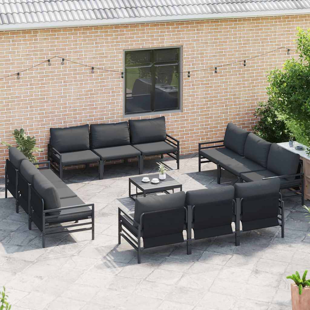 Gartensofa-set mit Kissen 13 pcs Schwarz Stahl