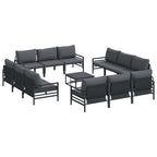 Gartensofa-set mit Kissen 13 pcs Schwarz Stahl