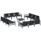 Gartensofa-set mit Kissen 13 pcs Schwarz Stahl