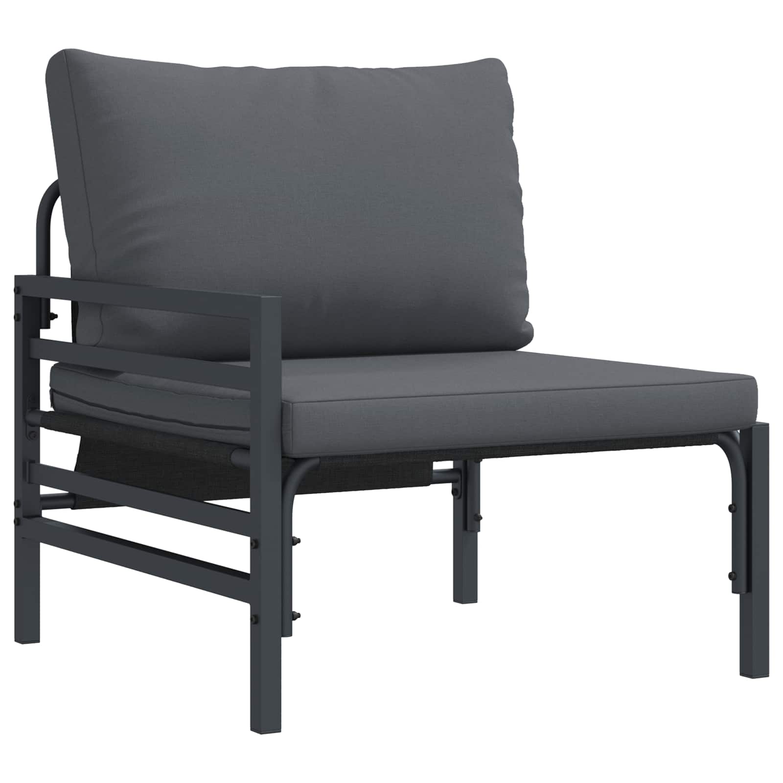 Gartensofa-set mit Kissen 6 pcs Schwarz Stahl
