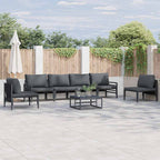 Gartensofa-set mit Kissen 6 pcs Schwarz Stahl