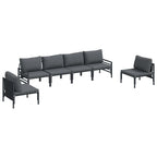 Gartensofa-set mit Kissen 6 pcs Schwarz Stahl