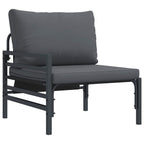 Gartensofa-set mit Kissen 6 pcs Schwarz Stahl