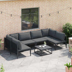 Gartensofa-set mit Kissen 7 pcs Schwarz Stahl