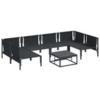 Gartensofa-set mit Kissen 7 pcs Schwarz Stahl