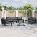 Gartensofa-set mit Kissen 7 pcs Schwarz Stahl