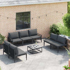 Gartensofa-set mit Kissen 7 pcs Schwarz Stahl