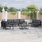 Gartensofa-set mit Kissen 8 pcs Schwarz Stahl