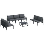 Gartensofa-set mit Kissen 8 pcs Schwarz Stahl