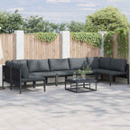Gartensofa-set mit Kissen 8 pcs Schwarz Stahl