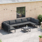 Gartensofa-set mit Kissen 8 pcs Schwarz Stahl