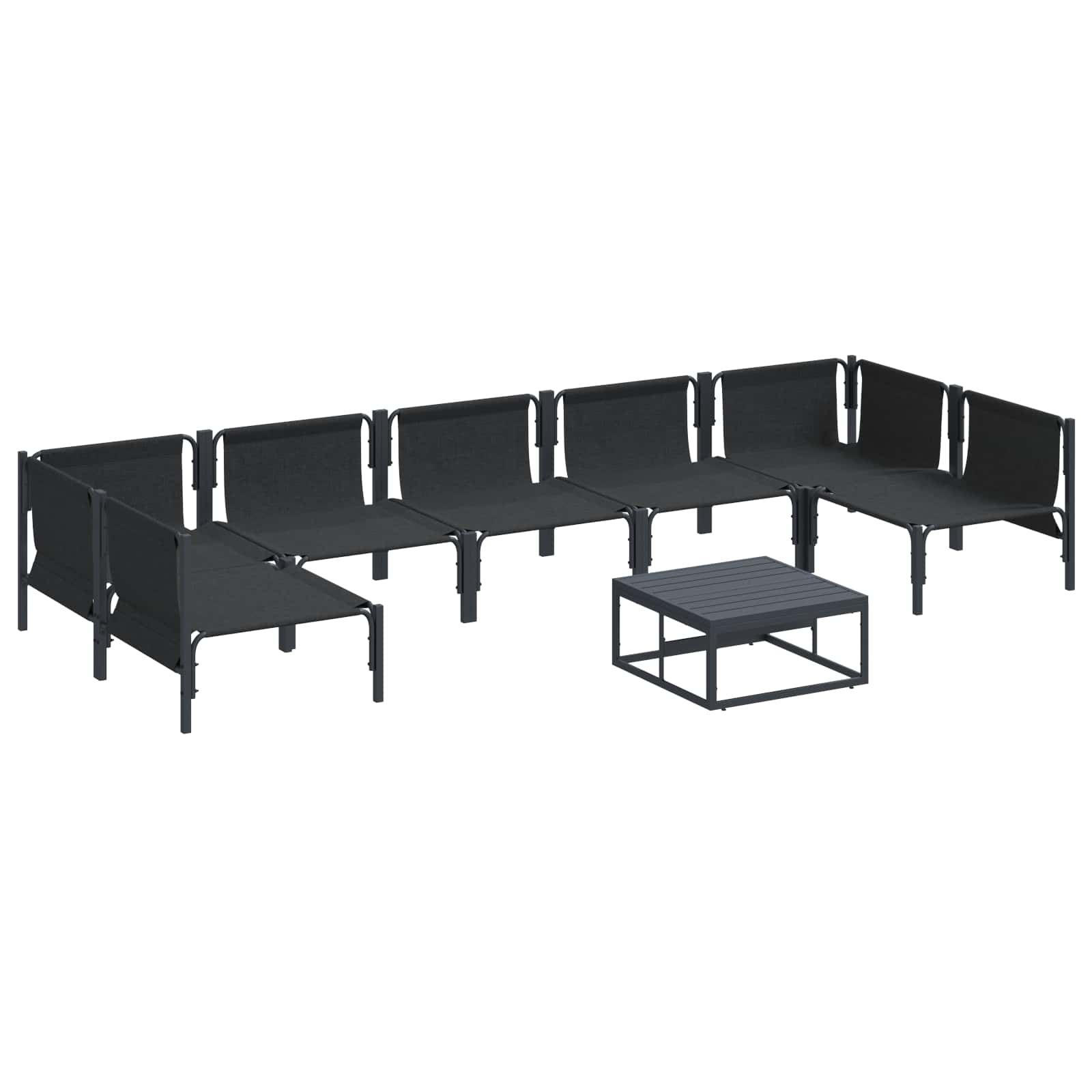 Gartensofa-set mit Kissen 8 pcs Schwarz Stahl