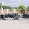 Gartensofa-set mit Kissen 8 pcs Schwarz Stahl