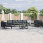 Gartensofa-set mit Kissen 8 pcs Schwarz Stahl