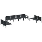 Gartensofa-set mit Kissen 8 pcs Schwarz Stahl