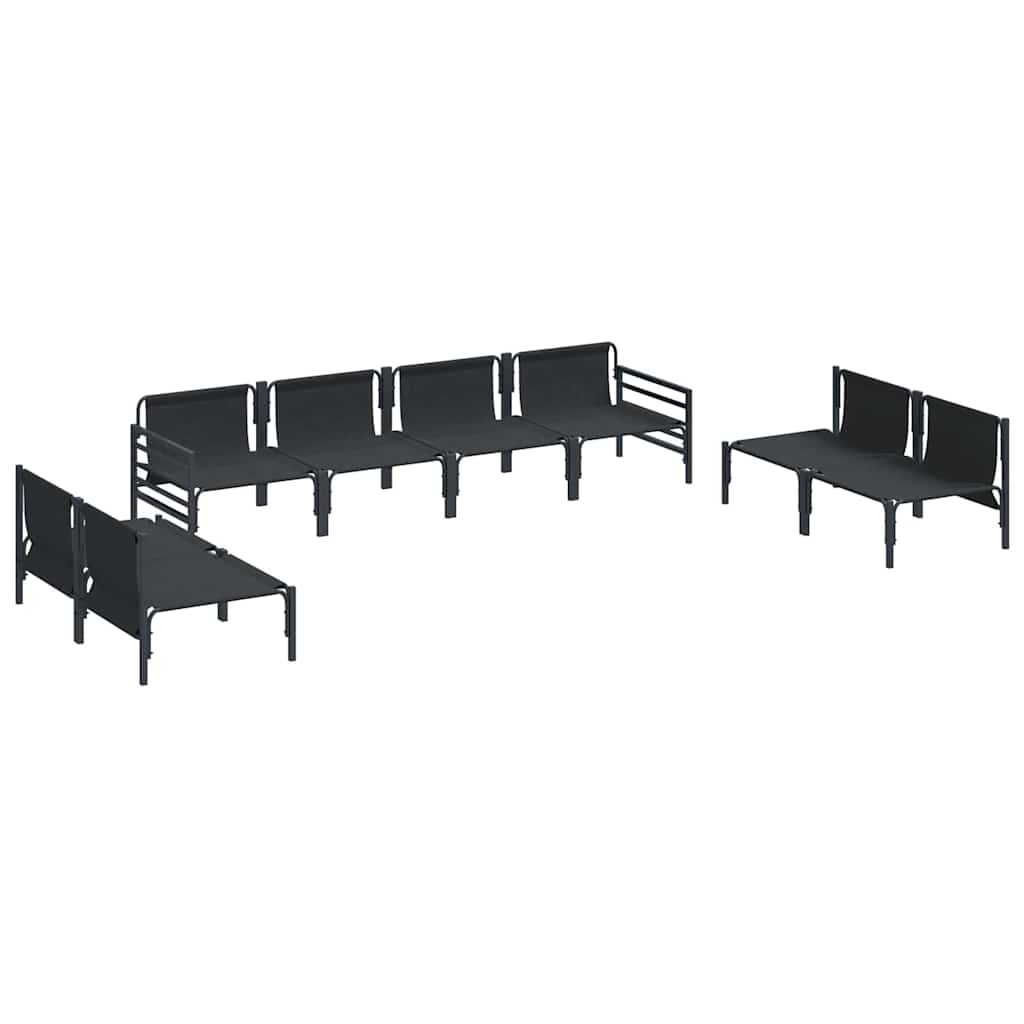 Gartensofa-set mit Kissen 8 pcs Schwarz Stahl