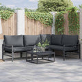 Gartensofa-set mit Kissen 4 pcs Schwarz Stahl
