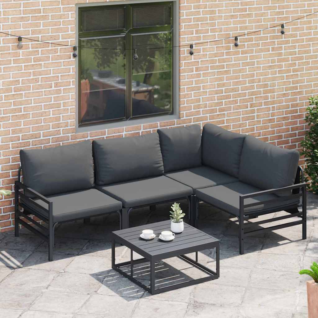 Gartensofa-set mit Kissen 4 pcs Schwarz Stahl