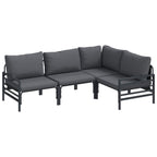 Gartensofa-set mit Kissen 4 pcs Schwarz Stahl