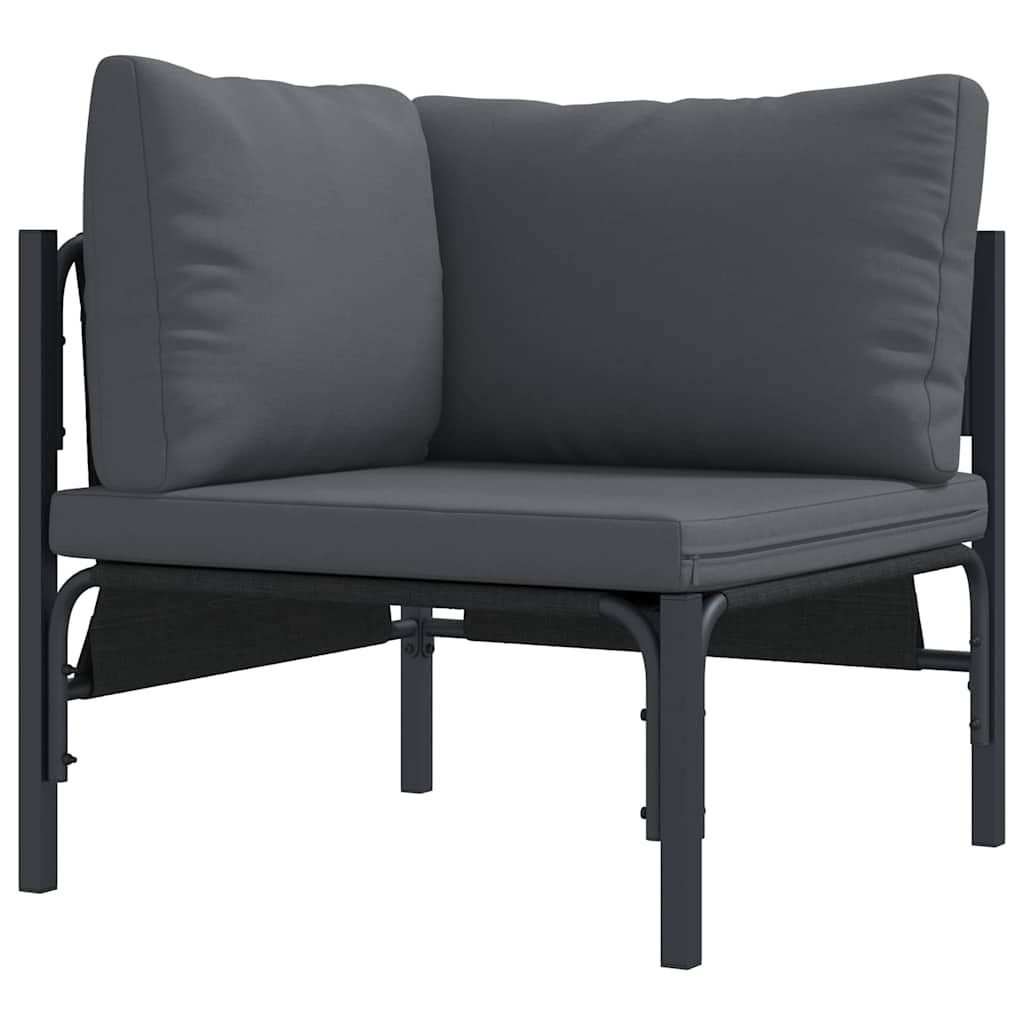Gartensofa-set mit Kissen 4 pcs Schwarz Stahl