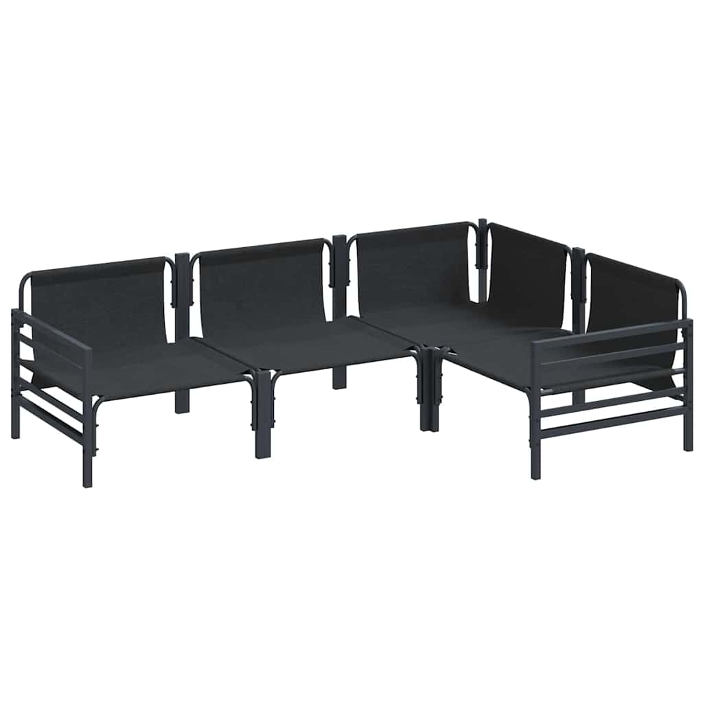 Gartensofa-set mit Kissen 4 pcs Schwarz Stahl