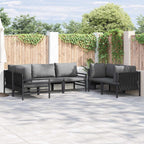 Gartensofa-set mit Kissen 6 pcs Schwarz Stahl