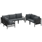 Gartensofa-set mit Kissen 6 pcs Schwarz Stahl