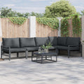 Gartensofa-set mit Kissen 5 pcs Schwarz Stahl