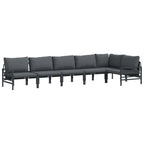 Gartensofa-set mit Kissen 6 pcs Schwarz Stahl