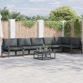 Gartensofa-set mit Kissen 7 pcs Schwarz Stahl
