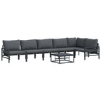 Gartensofa-set mit Kissen 7 pcs Schwarz Stahl
