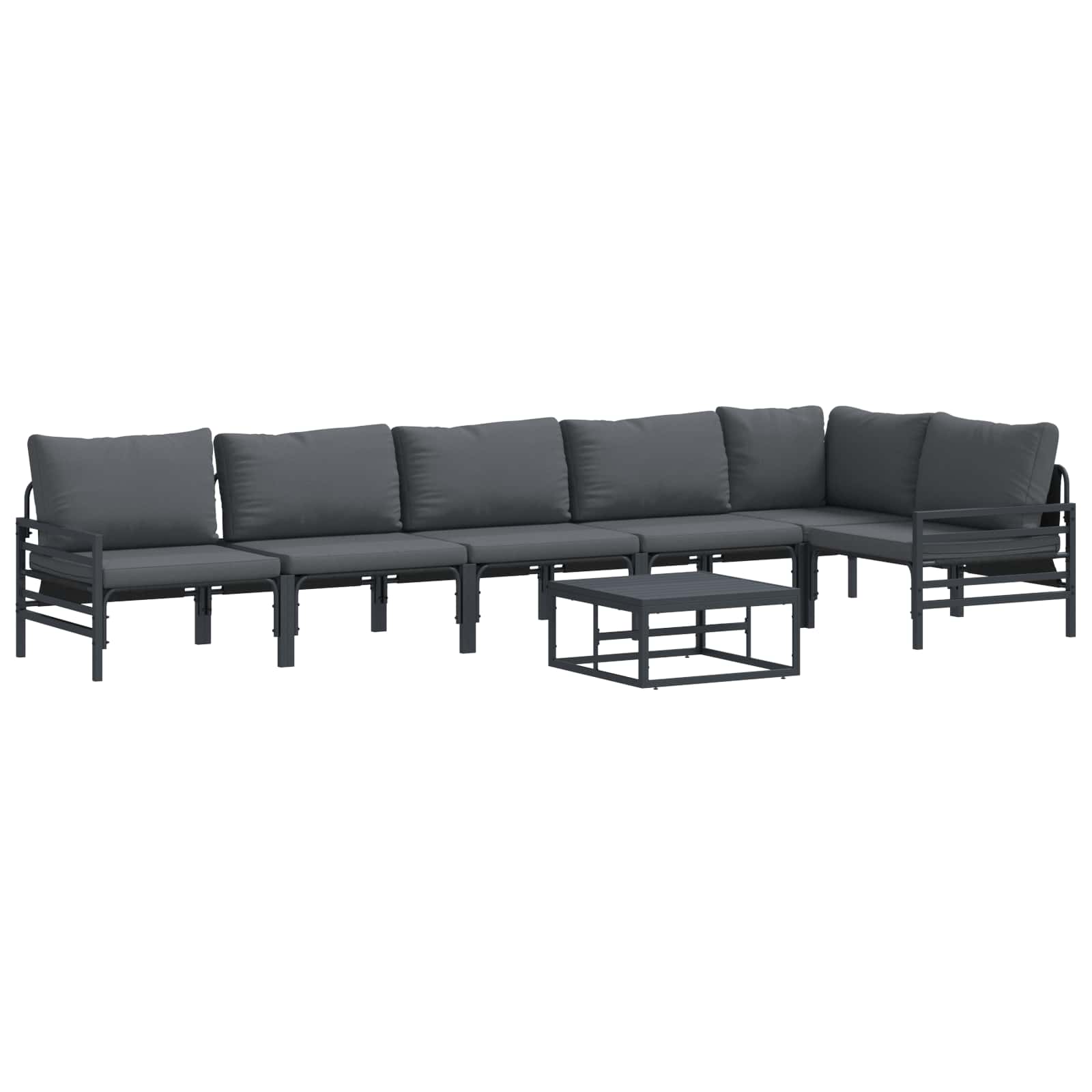 Gartensofa-set mit Kissen 7 pcs Schwarz Stahl