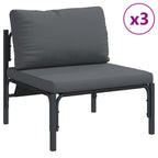 Gartensofa-set mit Kissen 7 pcs Schwarz Stahl