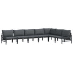 Gartensofa-set mit Kissen 7 pcs Schwarz Stahl