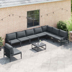 Gartensofa-set mit Kissen 8 pcs Schwarz Stahl