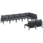Gartensofa-set mit Kissen 8 pcs Schwarz Stahl