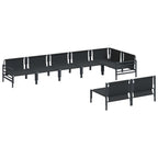 Gartensofa-set mit Kissen 8 pcs Schwarz Stahl