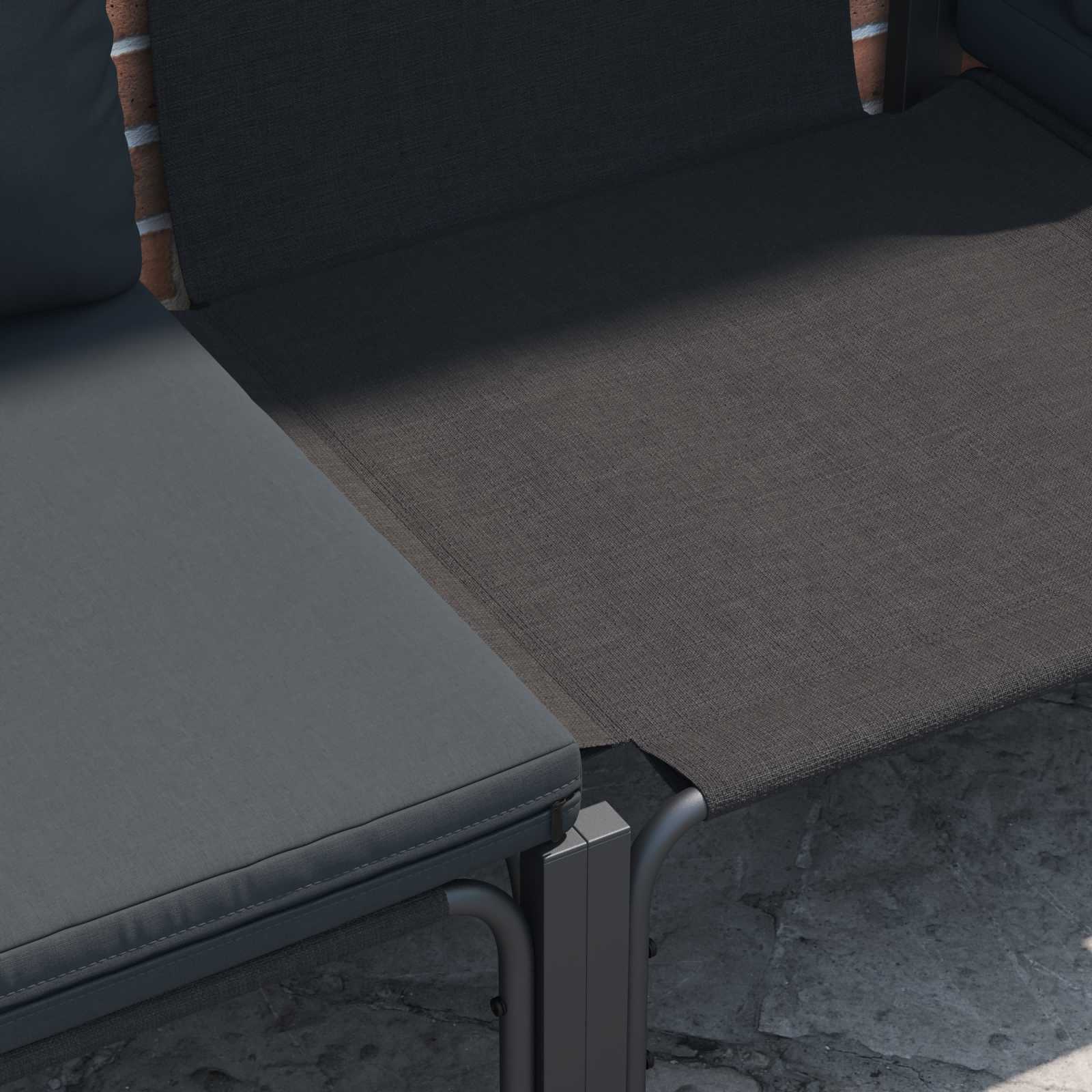 Gartensofa-set mit Kissen 9 pcs Schwarz Stahl
