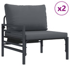 Gartensofa-set mit Kissen 9 pcs Schwarz Stahl