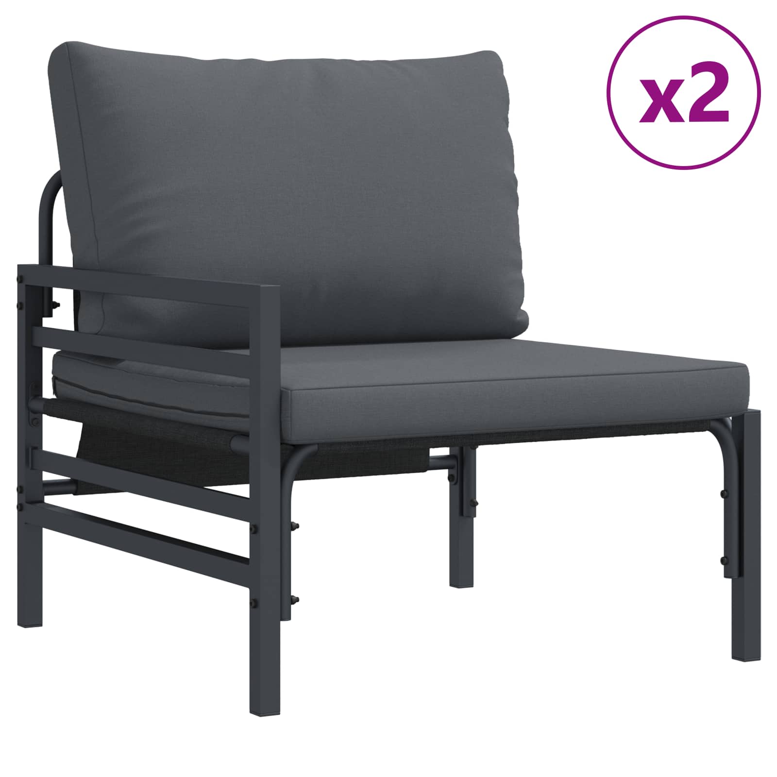 Gartensofa-set mit Kissen 9 pcs Schwarz Stahl