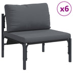 Gartensofa-set mit Kissen 9 pcs Schwarz Stahl