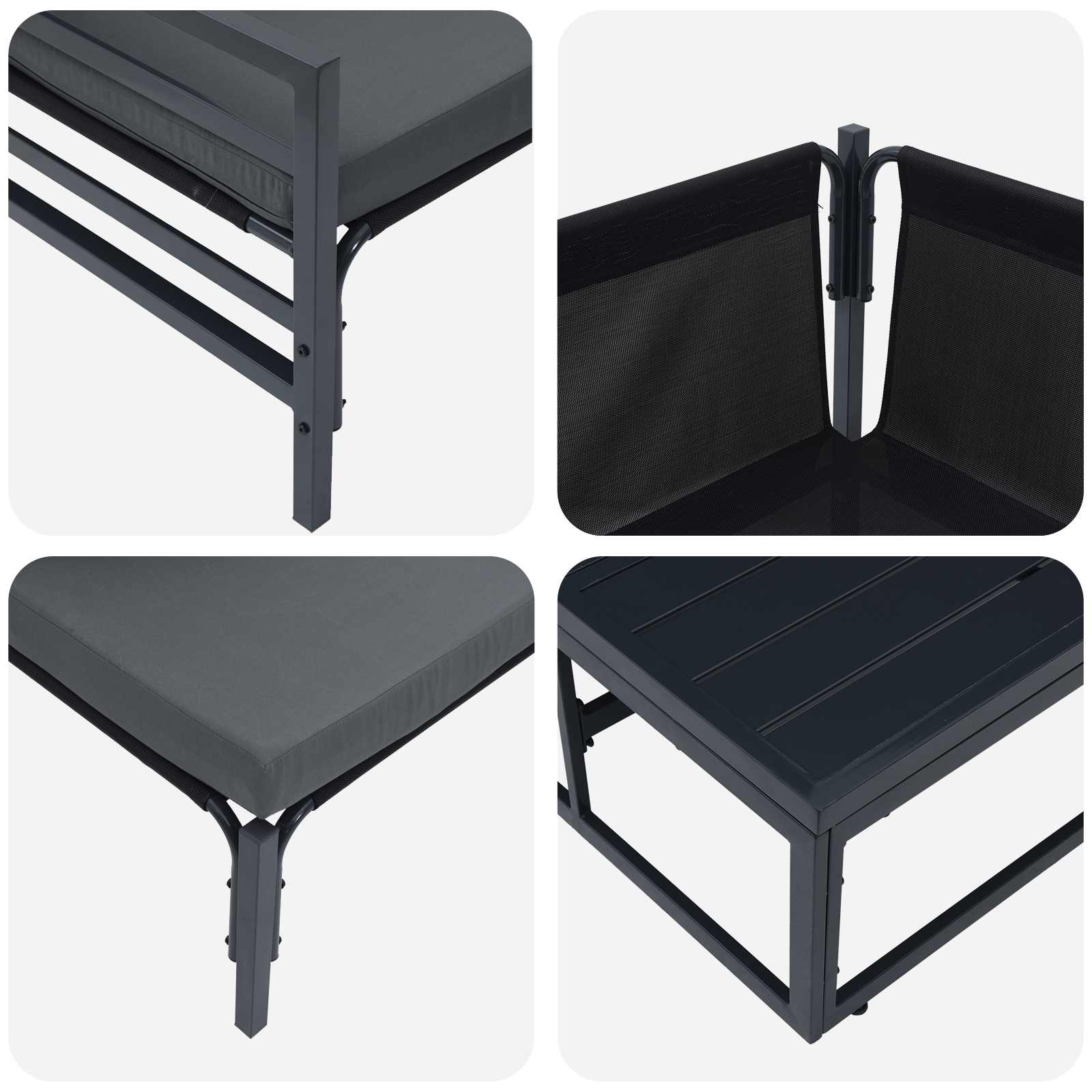 Gartensofa-set mit Kissen 10 pcs Schwarz Stahl