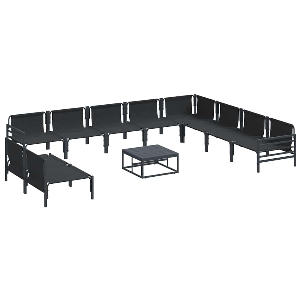 Gartensofa-set mit Kissen 11 pcs Schwarz Stahl