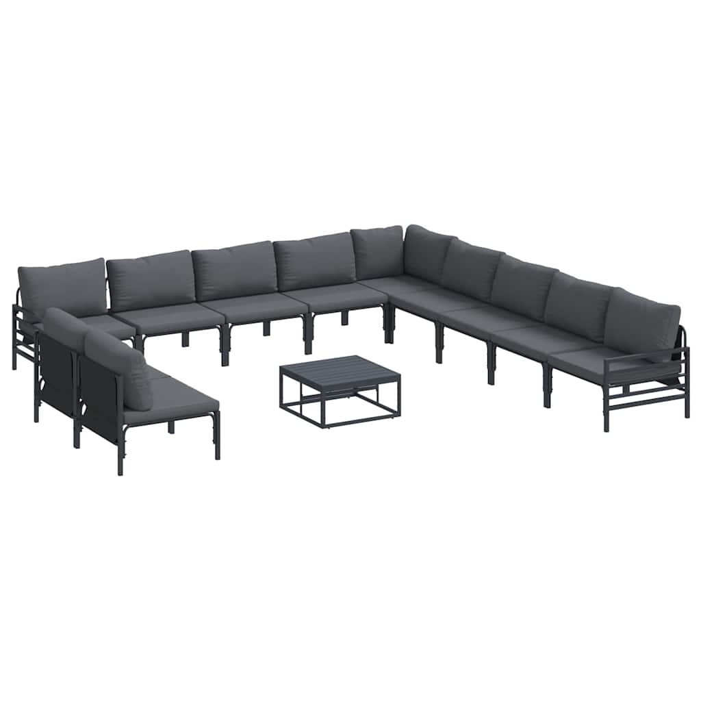 Gartensofa-set mit Kissen 12 pcs Schwarz Stahl