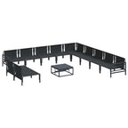 Gartensofa-set mit Kissen 12 pcs Schwarz Stahl